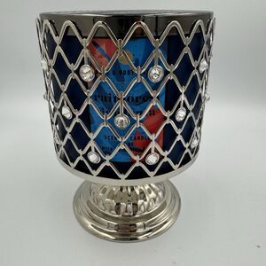 Bath & Body Works SILVER WIRED‎ GEMS PEDESTAL 3-Wick Candle Rainforest Gardenia